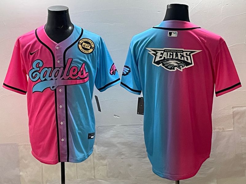 Men 2025 Philadelphia Eagles Blank Blue pink Nike Limited NFL Jersey style 022->philadelphia eagles->NFL Jersey